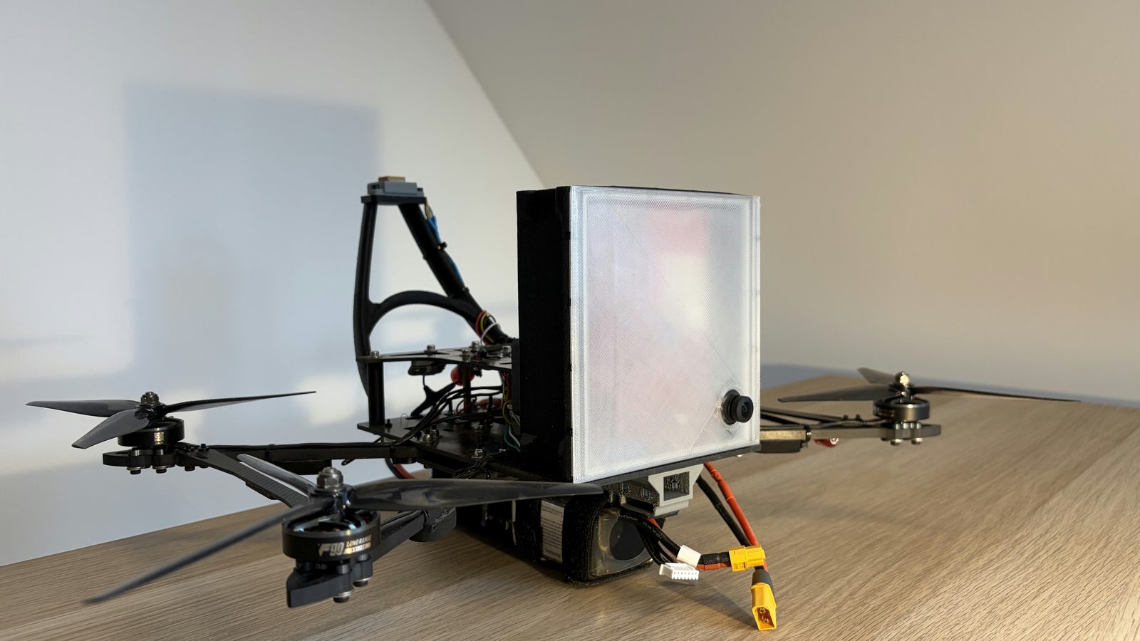 Guardian proof-of-concept prototype — a small quadcopter carrying the sensing payload